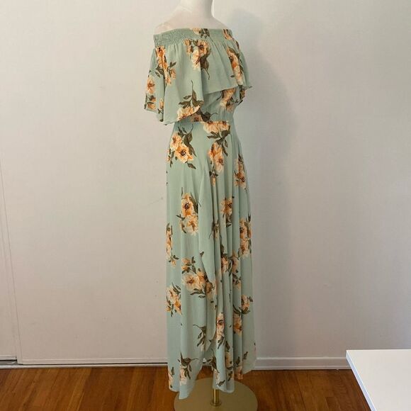 Flynn Skye Mint Gatherings Miranda Off Shoulder Maxi Dress Size Medium - Picture 7 of 16